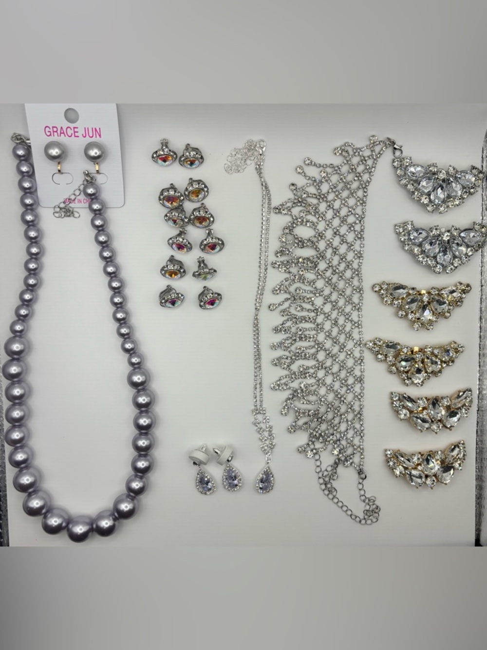 Bridal Party Jewelry Bundle Wedding Necklace Earrings Shoe Clips Set 👰 👑